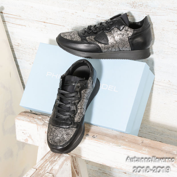 Sneaker nera-grigia in pelle Philippe Model TRLD QM18