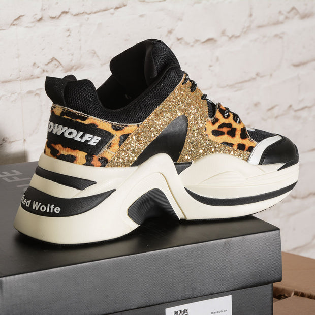 TRACK GOLD GLITTER Leopard NAKED WOLFE Women Sneakers