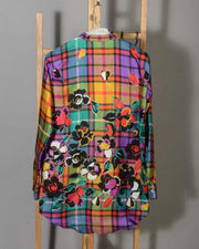 camicia donna Le Sarte Pettegole 100% seta fantasia floreale multicolor -9