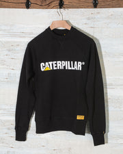 Felpa uomo nera collo a giro logo CAT caterpillar workwear redefined