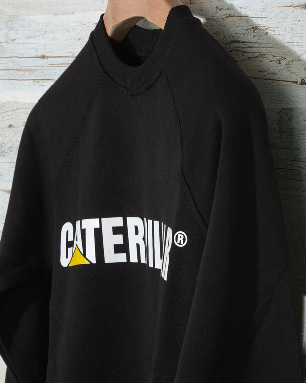 Felpa uomo nera collo a giro logo CAT caterpillar workwear redefined